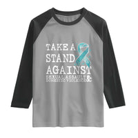 Sexual Assault Awareness Month Raglan Shirt Stand Against Sexual Assault & Domestic Violence