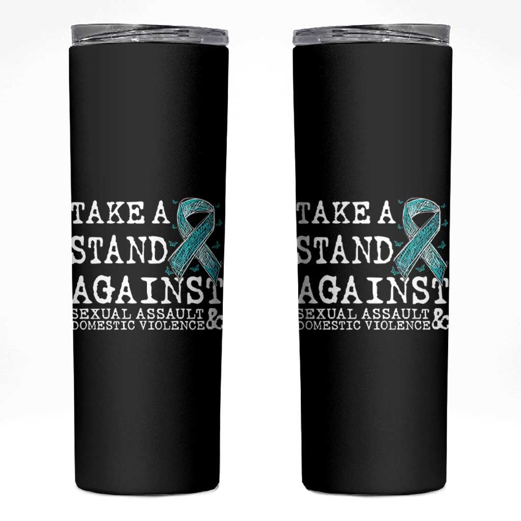 Sexual Assault Awareness Month Skinny Tumbler Stand Against Sexual Assault & Domestic Violence
