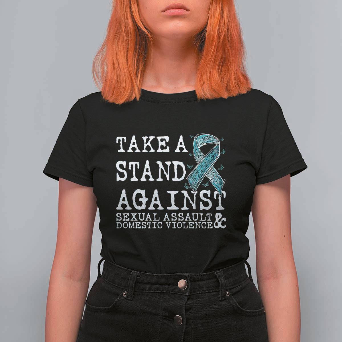Sexual Assault Awareness Month T Shirt For Women Stand Against Sexual Assault & Domestic Violence