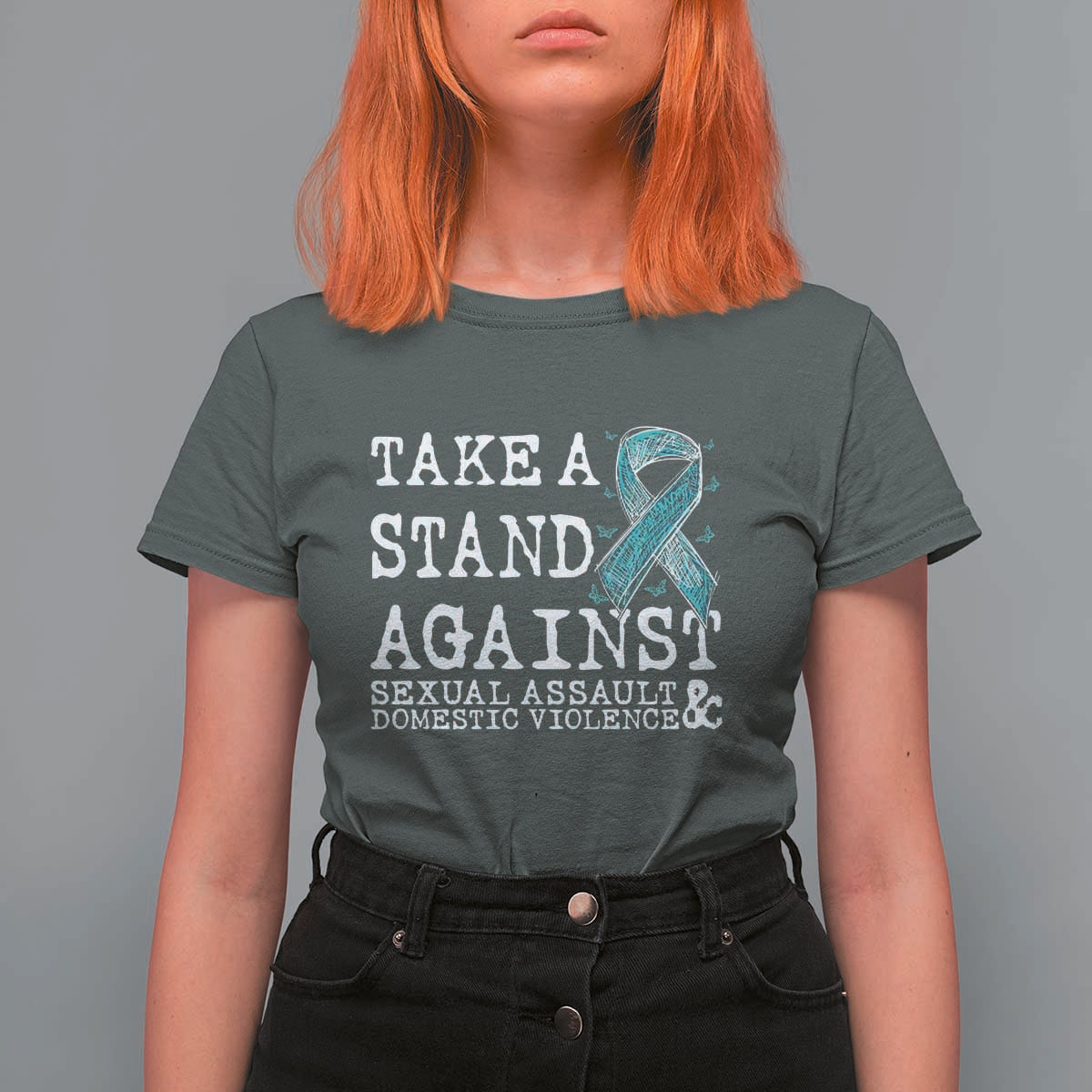 Sexual Assault Awareness Month T Shirt For Women Stand Against Sexual Assault & Domestic Violence