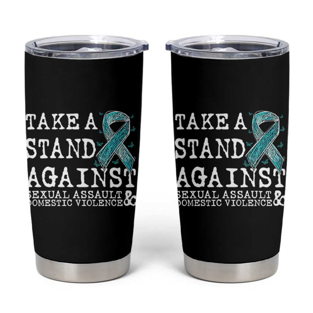 Sexual Assault Awareness Month Tumbler Cup Stand Against Sexual Assault & Domestic Violence