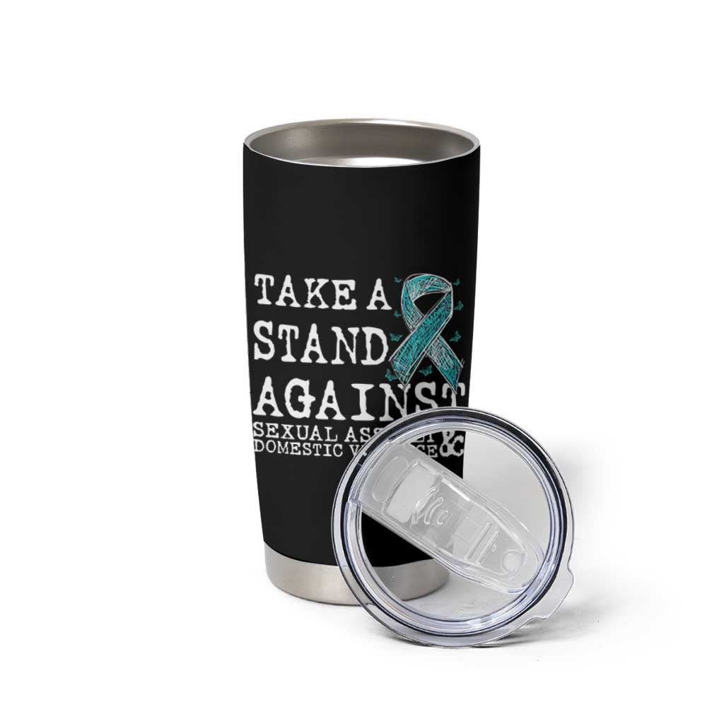 Sexual Assault Awareness Month Tumbler Cup Stand Against Sexual Assault & Domestic Violence