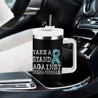 Sexual Assault Awareness Month Tumbler With Handle Stand Against Sexual Assault & Domestic Violence