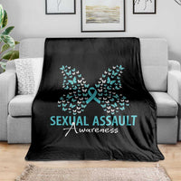 Sexual Assault Awareness Butterfly Ribbon Throw Blanket