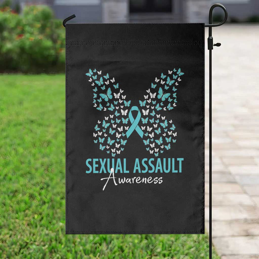 Sexual Assault Awareness Butterfly Ribbon Garden Flag