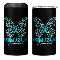 Sexual Assault Awareness Butterfly Ribbon 4 in 1 Can Cooler Tumbler