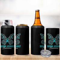 Sexual Assault Awareness Butterfly Ribbon 4 in 1 Can Cooler Tumbler