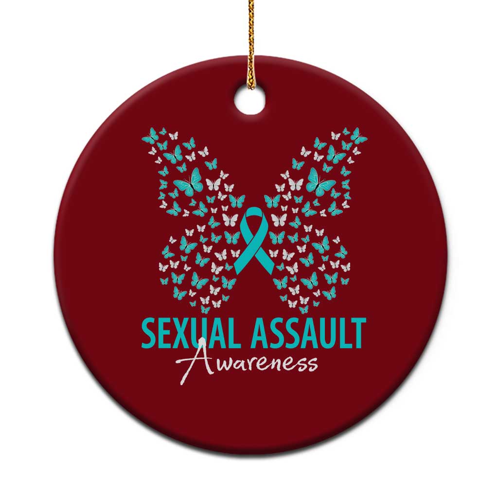 Sexual Assault Awareness Butterfly Ribbon Ceramic Ornament