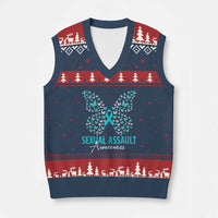 Sexual Assault Awareness Butterfly Ribbon V-Neck Knit Sweater Vest