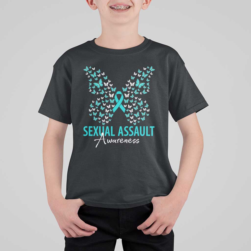 Sexual Assault Awareness Butterfly Ribbon T Shirt For Kid