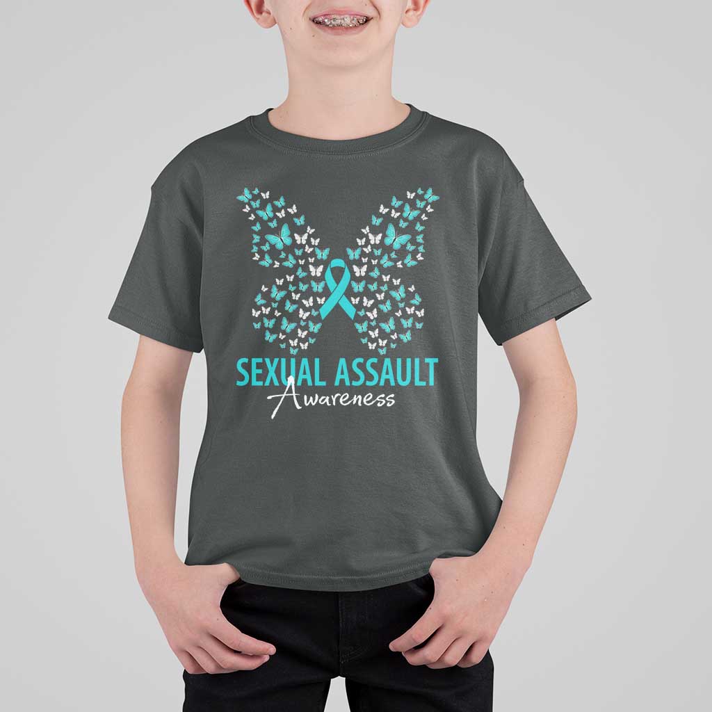 Sexual Assault Awareness Butterfly Ribbon T Shirt For Kid