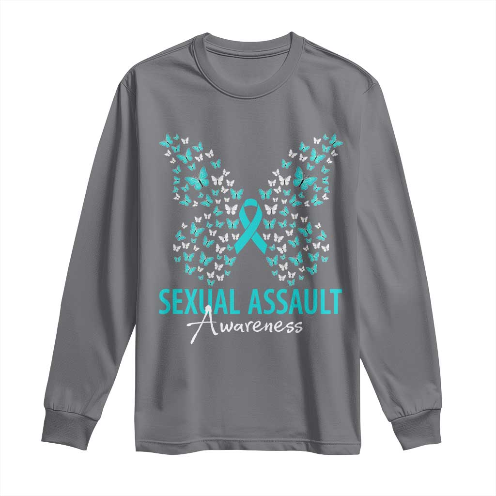 Sexual Assault Awareness Butterfly Ribbon Long Sleeve Shirt