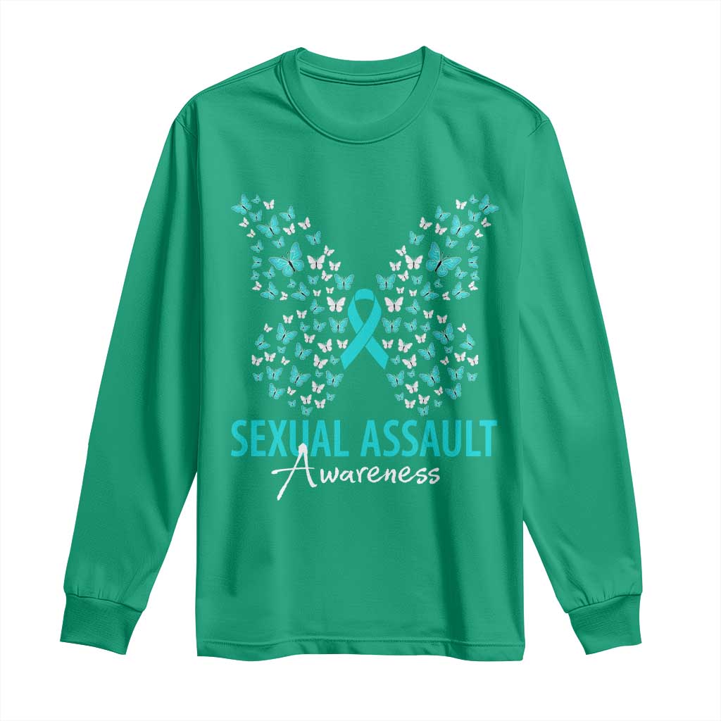 Sexual Assault Awareness Butterfly Ribbon Long Sleeve Shirt