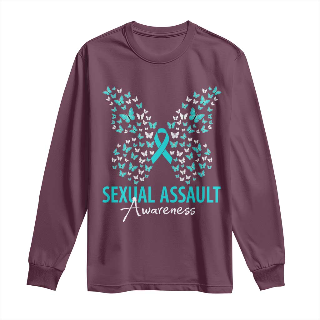 Sexual Assault Awareness Butterfly Ribbon Long Sleeve Shirt