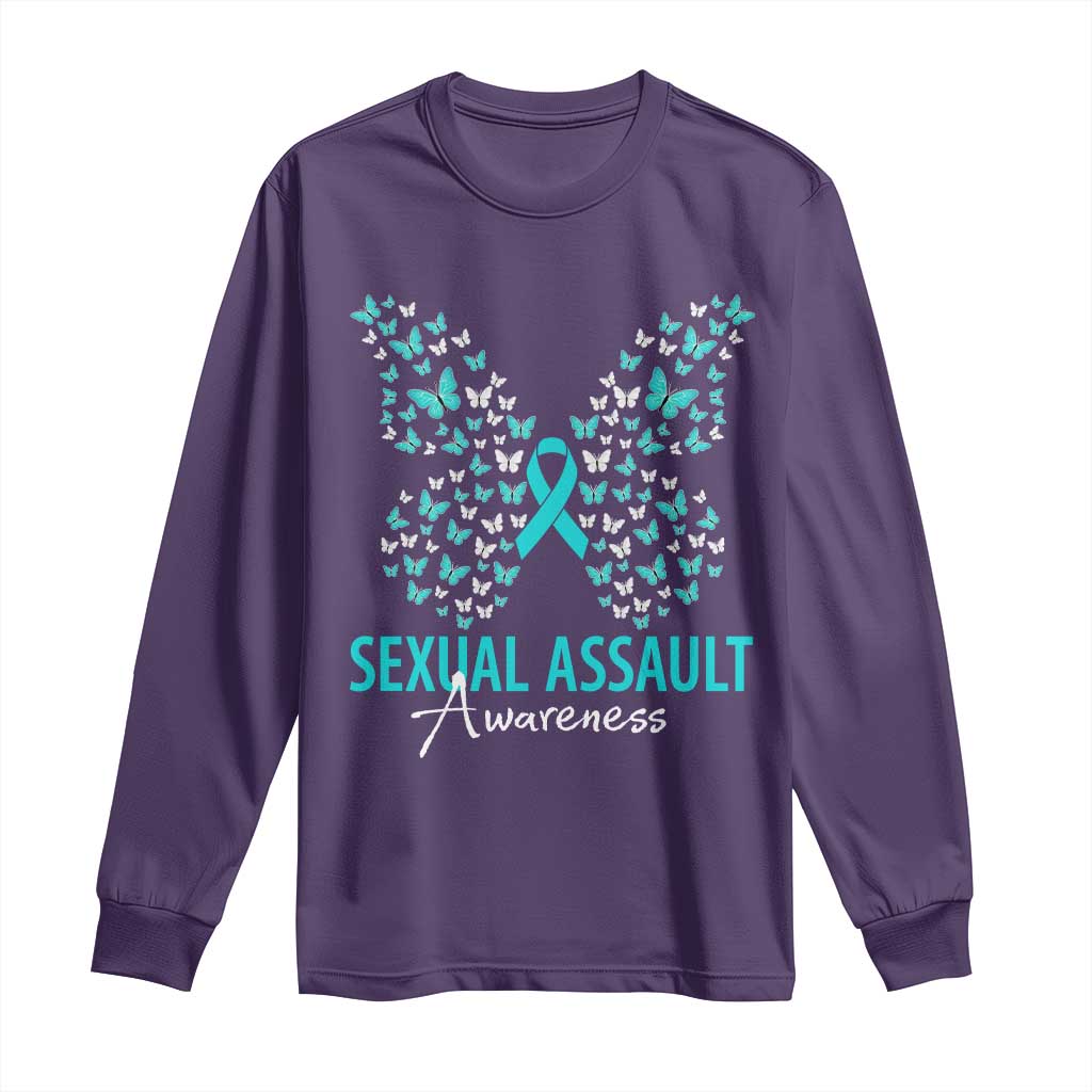 Sexual Assault Awareness Butterfly Ribbon Long Sleeve Shirt