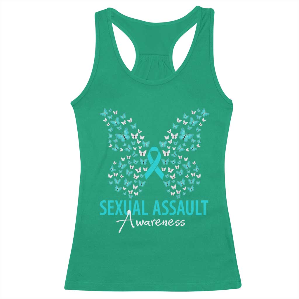 Sexual Assault Awareness Butterfly Ribbon Racerback Tank Top