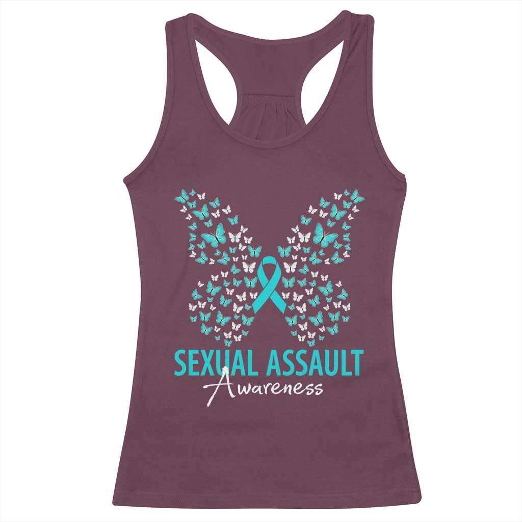 Sexual Assault Awareness Butterfly Ribbon Racerback Tank Top