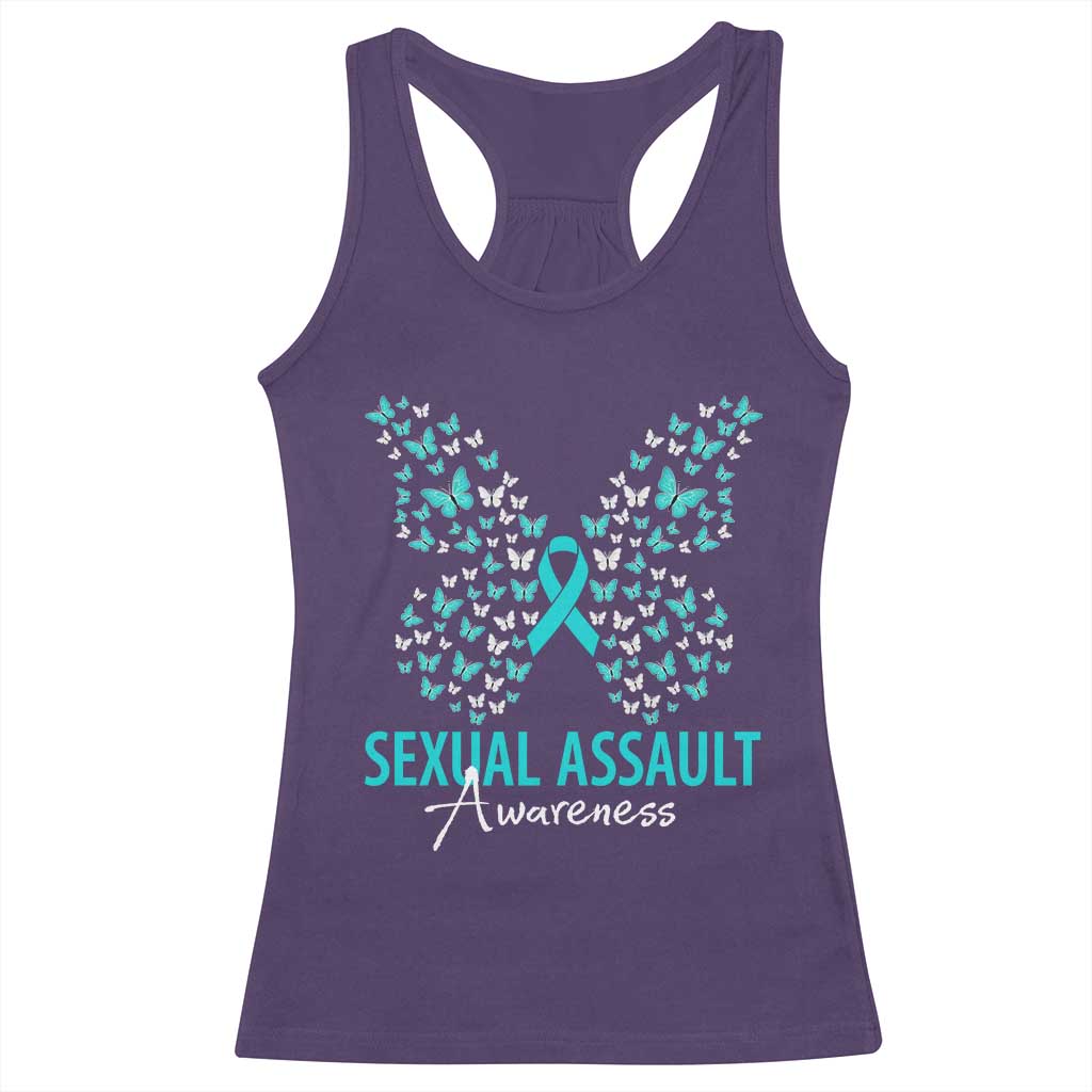 Sexual Assault Awareness Butterfly Ribbon Racerback Tank Top