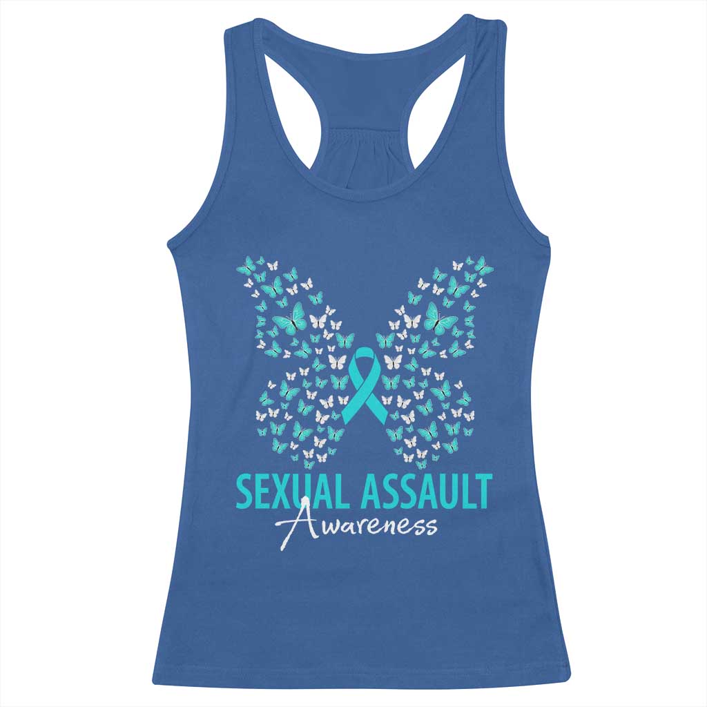 Sexual Assault Awareness Butterfly Ribbon Racerback Tank Top