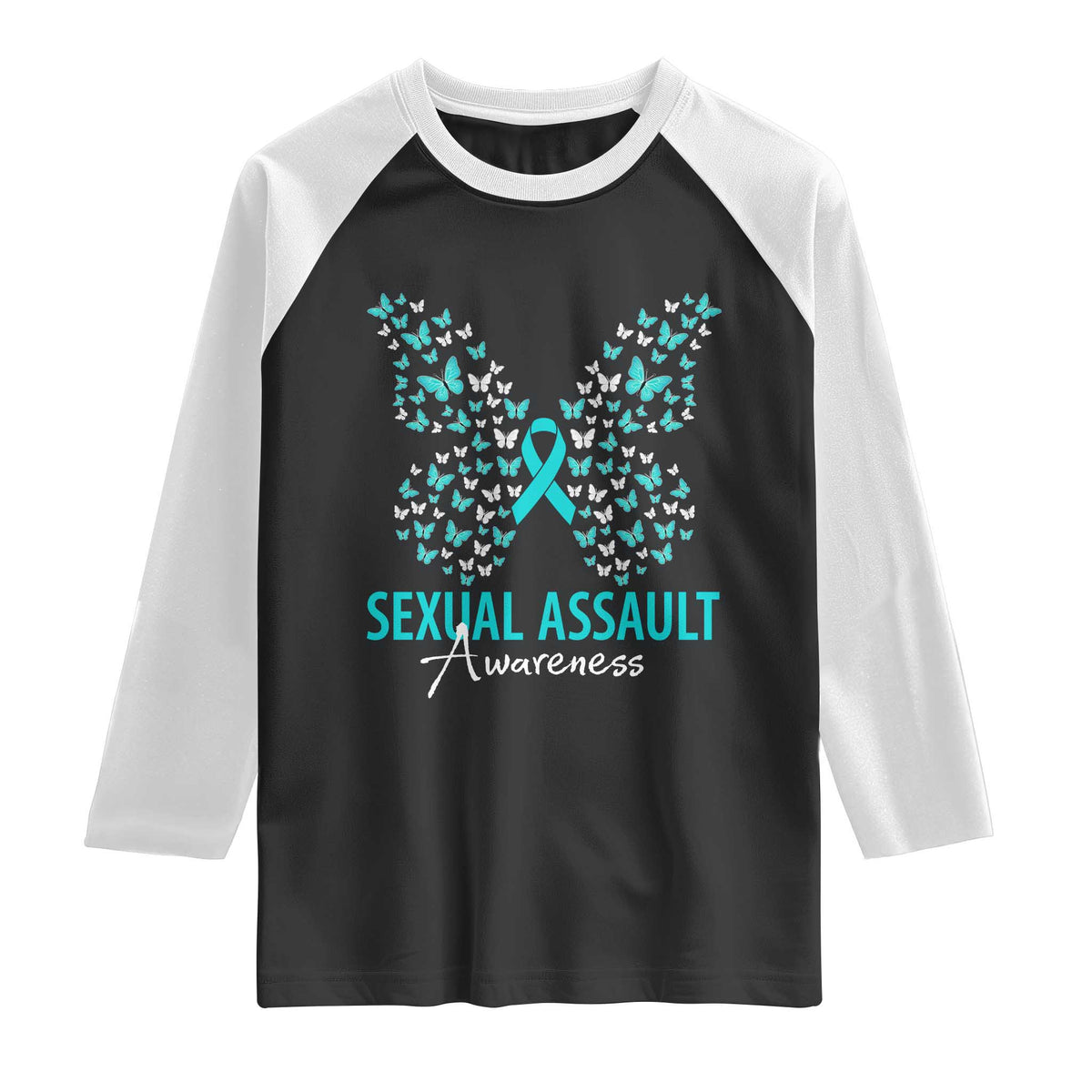 Sexual Assault Awareness Butterfly Ribbon Raglan Shirt