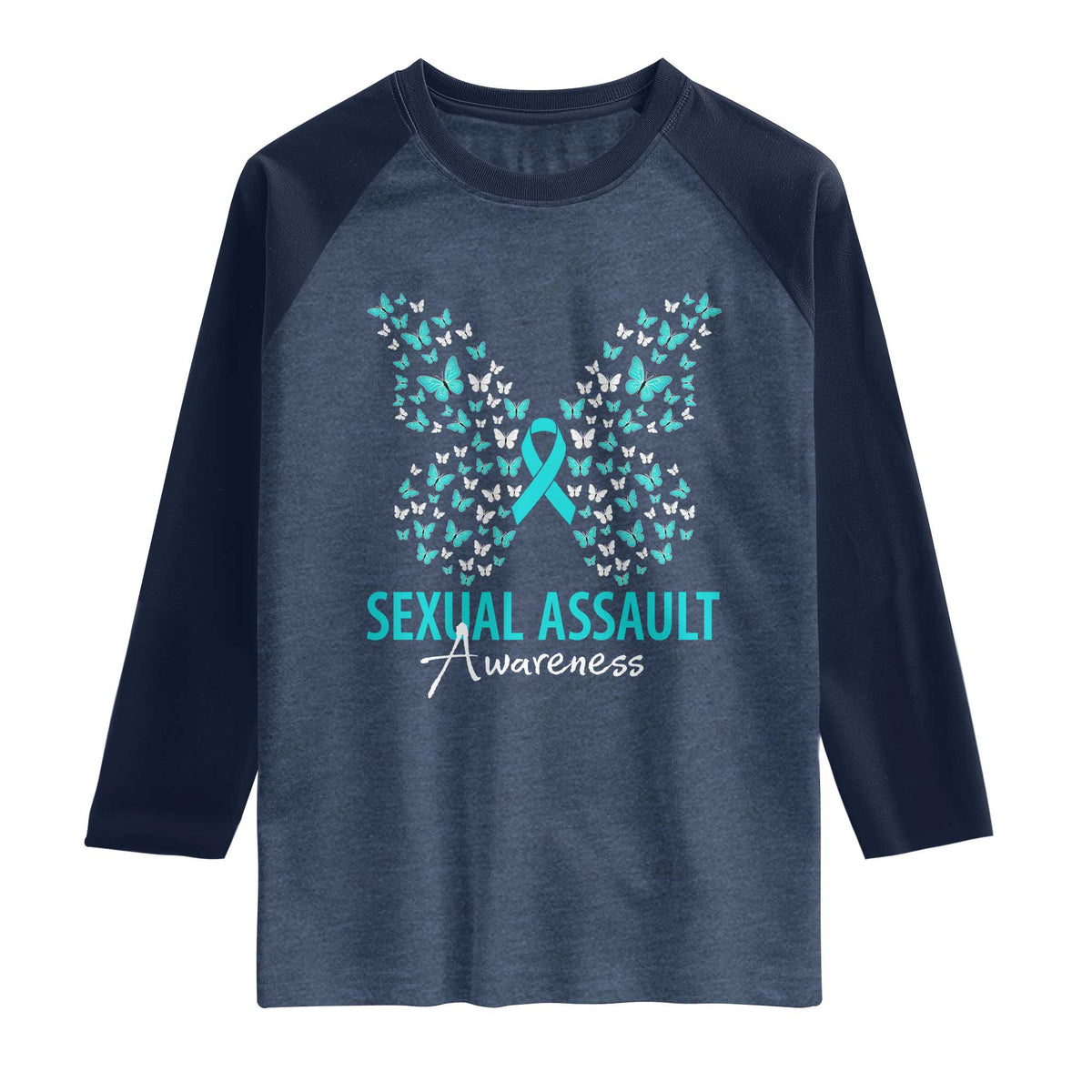 Sexual Assault Awareness Butterfly Ribbon Raglan Shirt