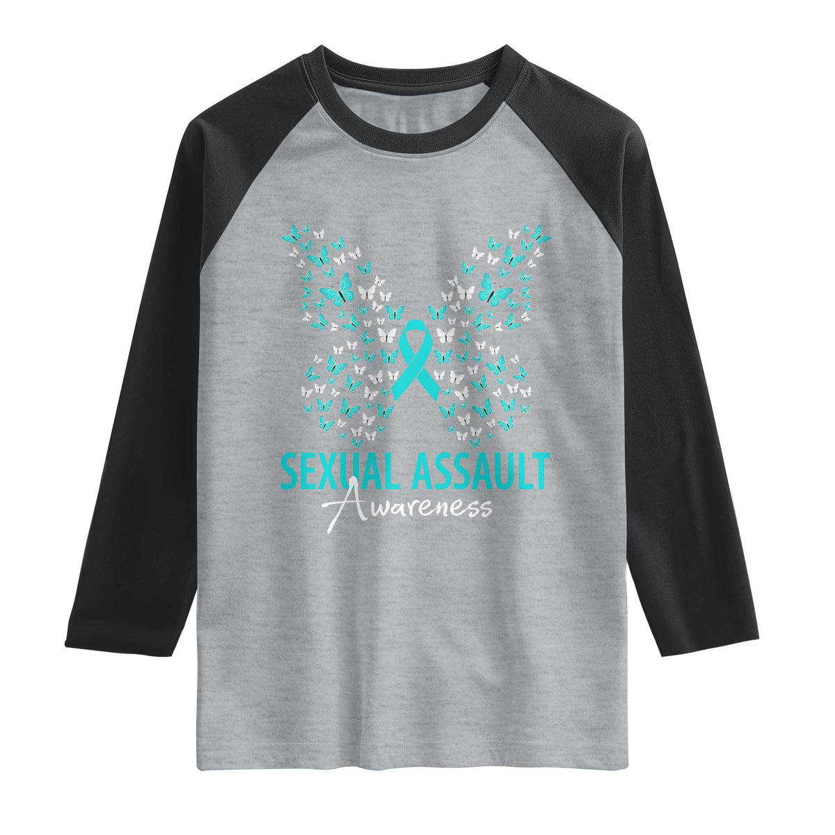 Sexual Assault Awareness Butterfly Ribbon Raglan Shirt