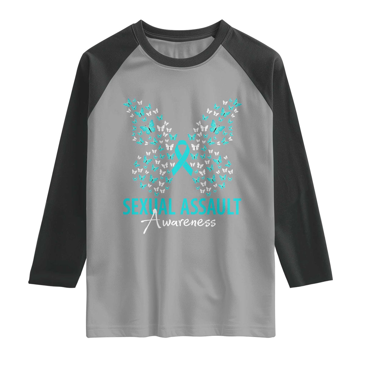 Sexual Assault Awareness Butterfly Ribbon Raglan Shirt