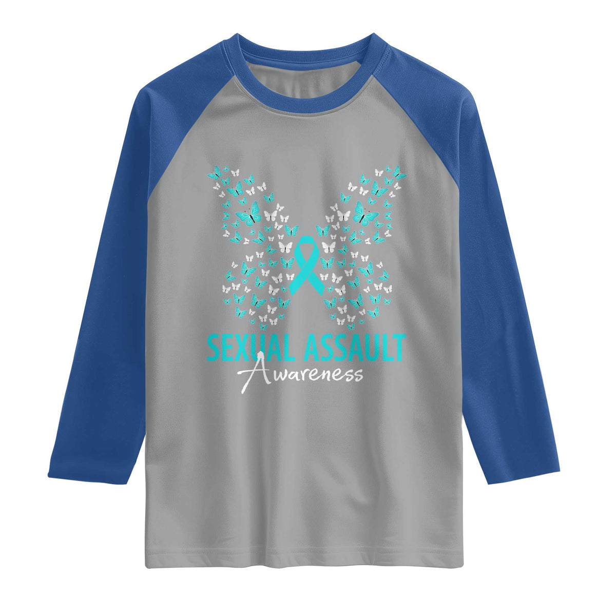 Sexual Assault Awareness Butterfly Ribbon Raglan Shirt