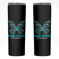 Sexual Assault Awareness Butterfly Ribbon Skinny Tumbler