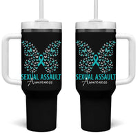 Sexual Assault Awareness Butterfly Ribbon Tumbler With Handle