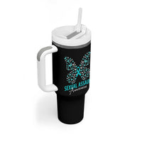 Sexual Assault Awareness Butterfly Ribbon Tumbler With Handle