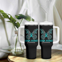 Sexual Assault Awareness Butterfly Ribbon Tumbler With Handle