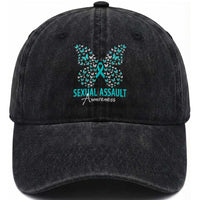 Sexual Assault Awareness Butterfly Ribbon Washed Cotton Baseball Cap