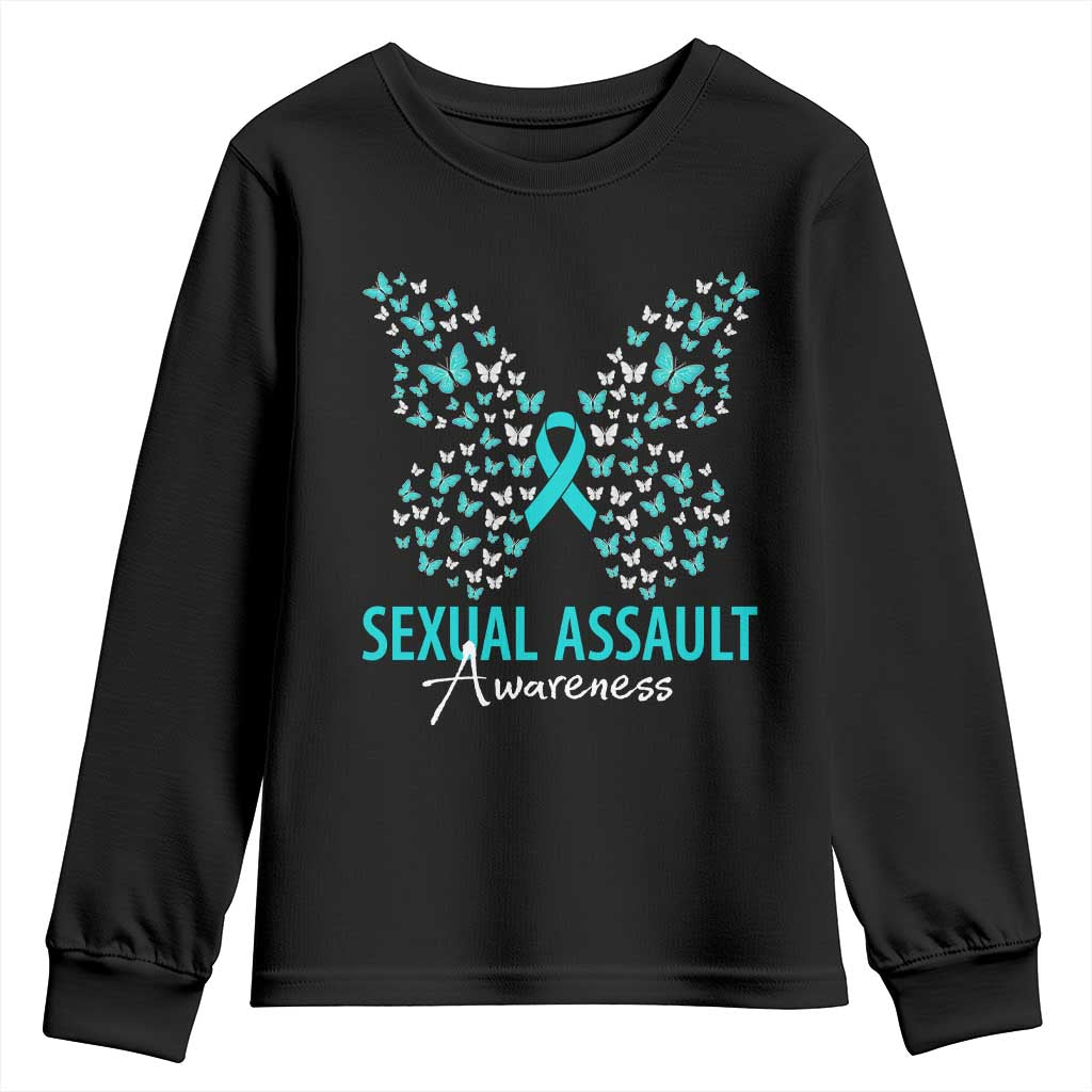Sexual Assault Awareness Butterfly Ribbon Youth Sweatshirt