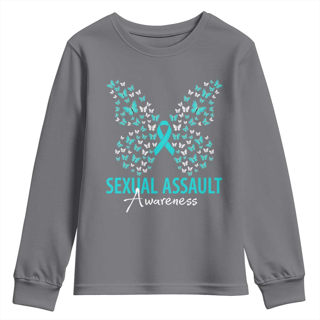 Sexual Assault Awareness Butterfly Ribbon Youth Sweatshirt