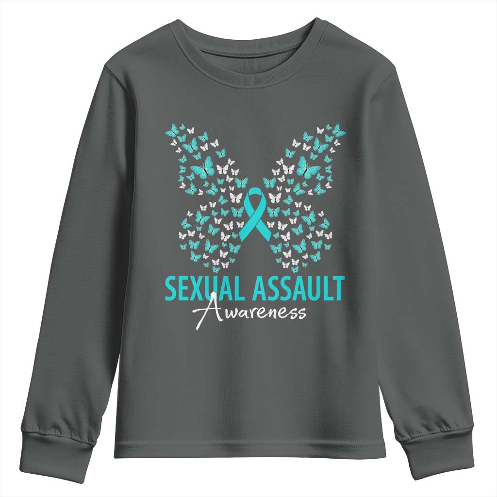 Sexual Assault Awareness Butterfly Ribbon Youth Sweatshirt