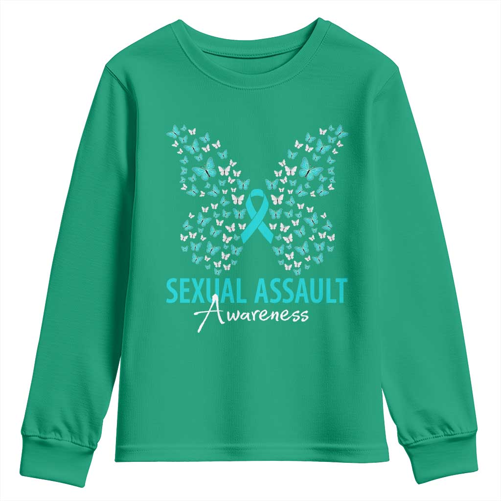 Sexual Assault Awareness Butterfly Ribbon Youth Sweatshirt