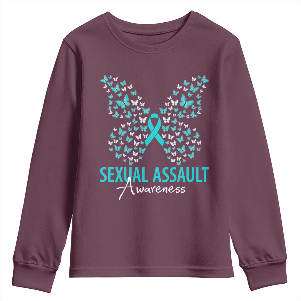 Sexual Assault Awareness Butterfly Ribbon Youth Sweatshirt