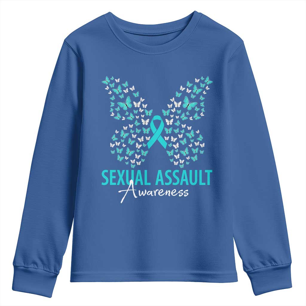 Sexual Assault Awareness Butterfly Ribbon Youth Sweatshirt