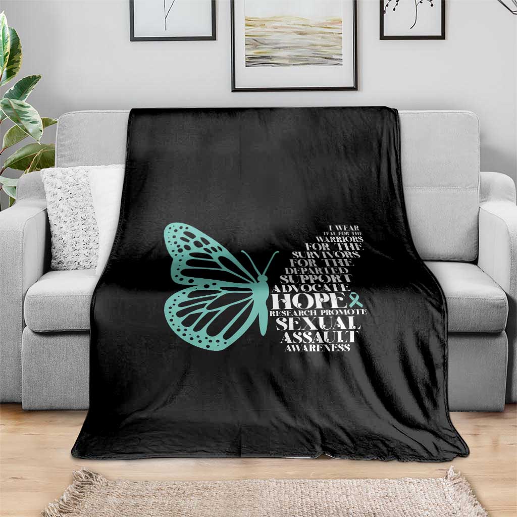 I Wear Teal For Sexual Assault Awareness Throw Blanket