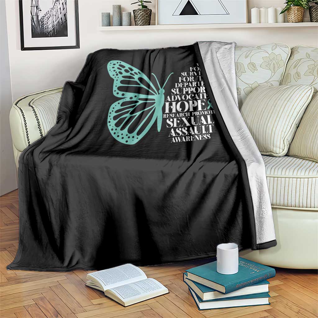 I Wear Teal For Sexual Assault Awareness Throw Blanket