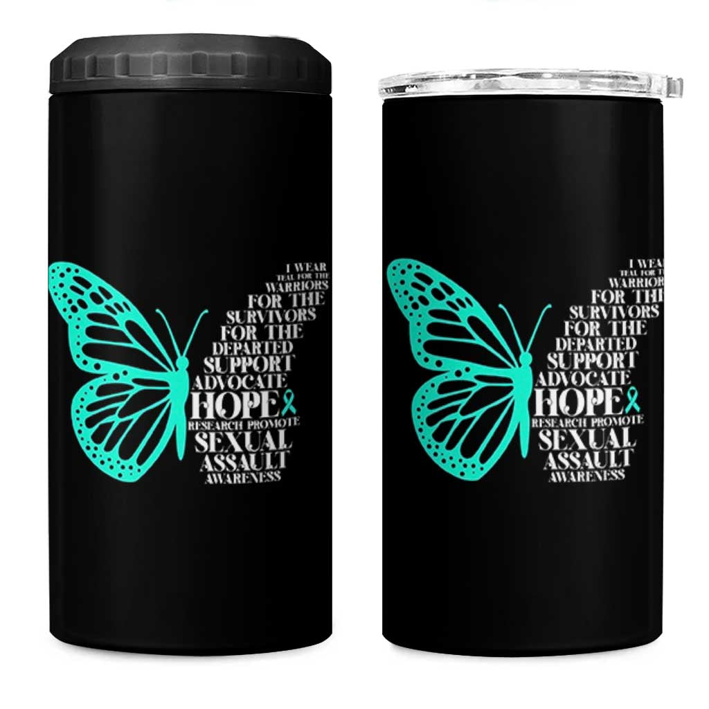 I Wear Teal For Sexual Assault Awareness 4 in 1 Can Cooler Tumbler