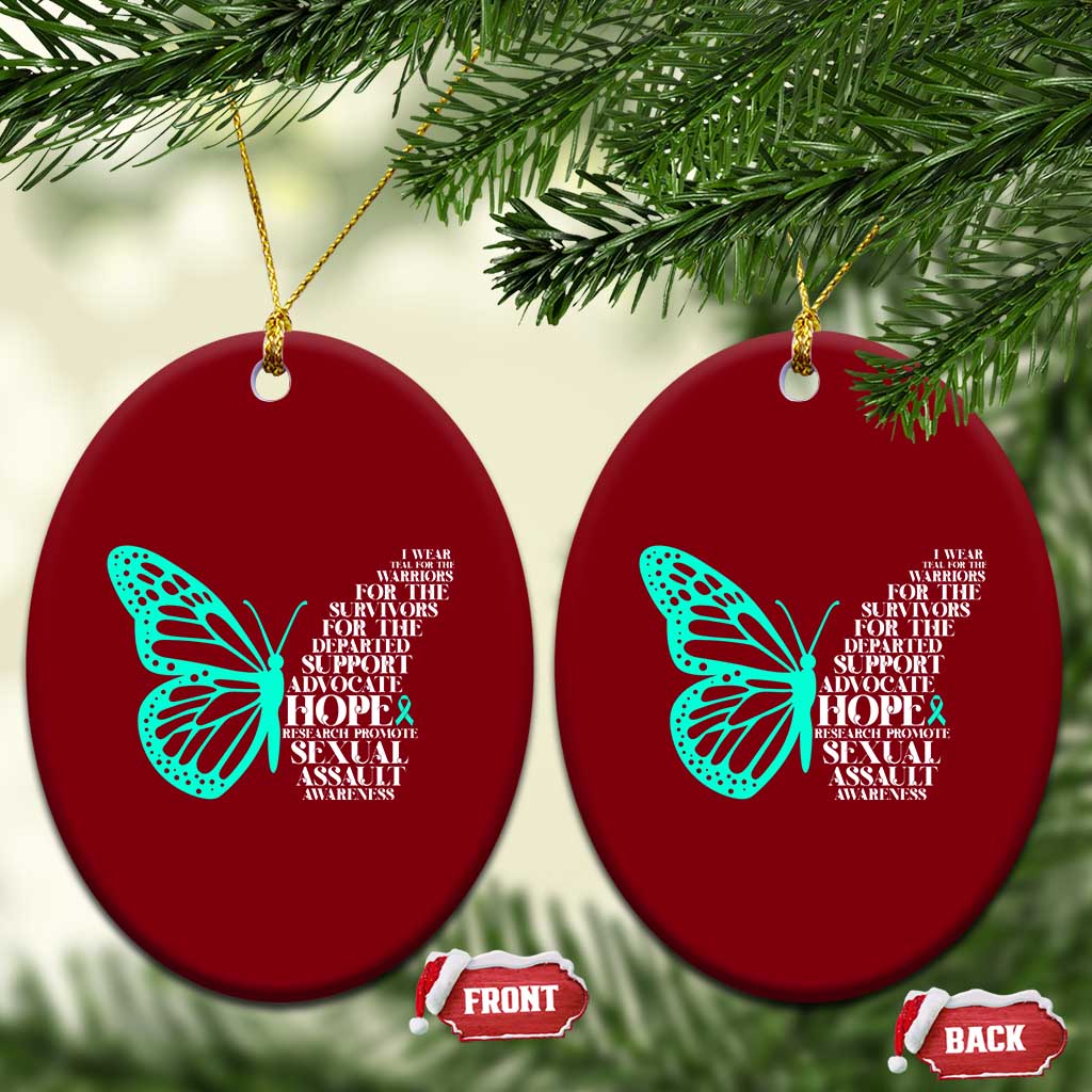 I Wear Teal For Sexual Assault Awareness Ceramic Ornament