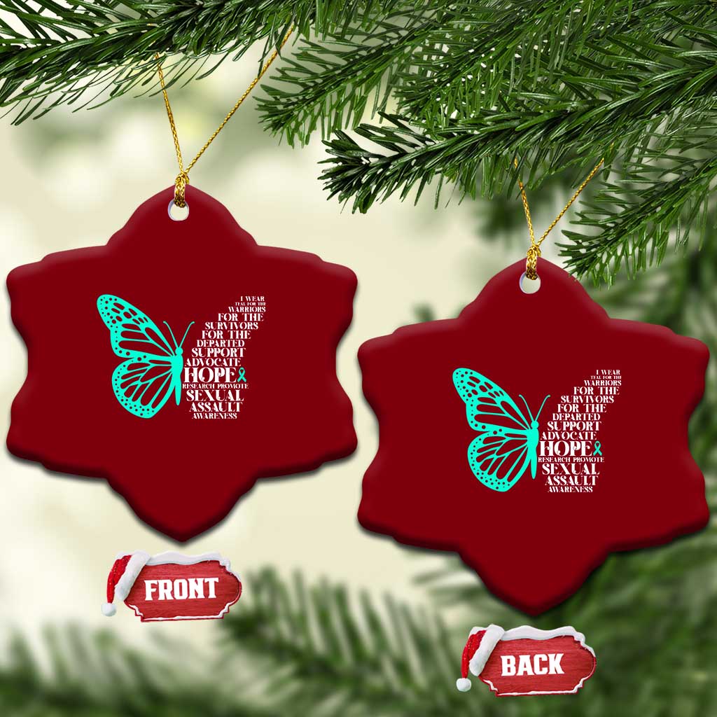 I Wear Teal For Sexual Assault Awareness Ceramic Ornament