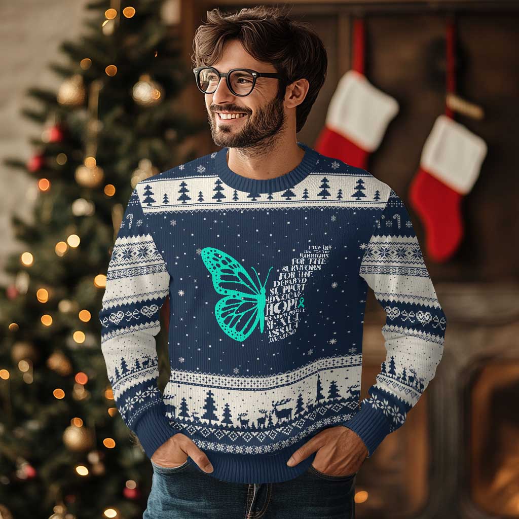 I Wear Teal For Sexual Assault Awareness Ugly Christmas Sweater