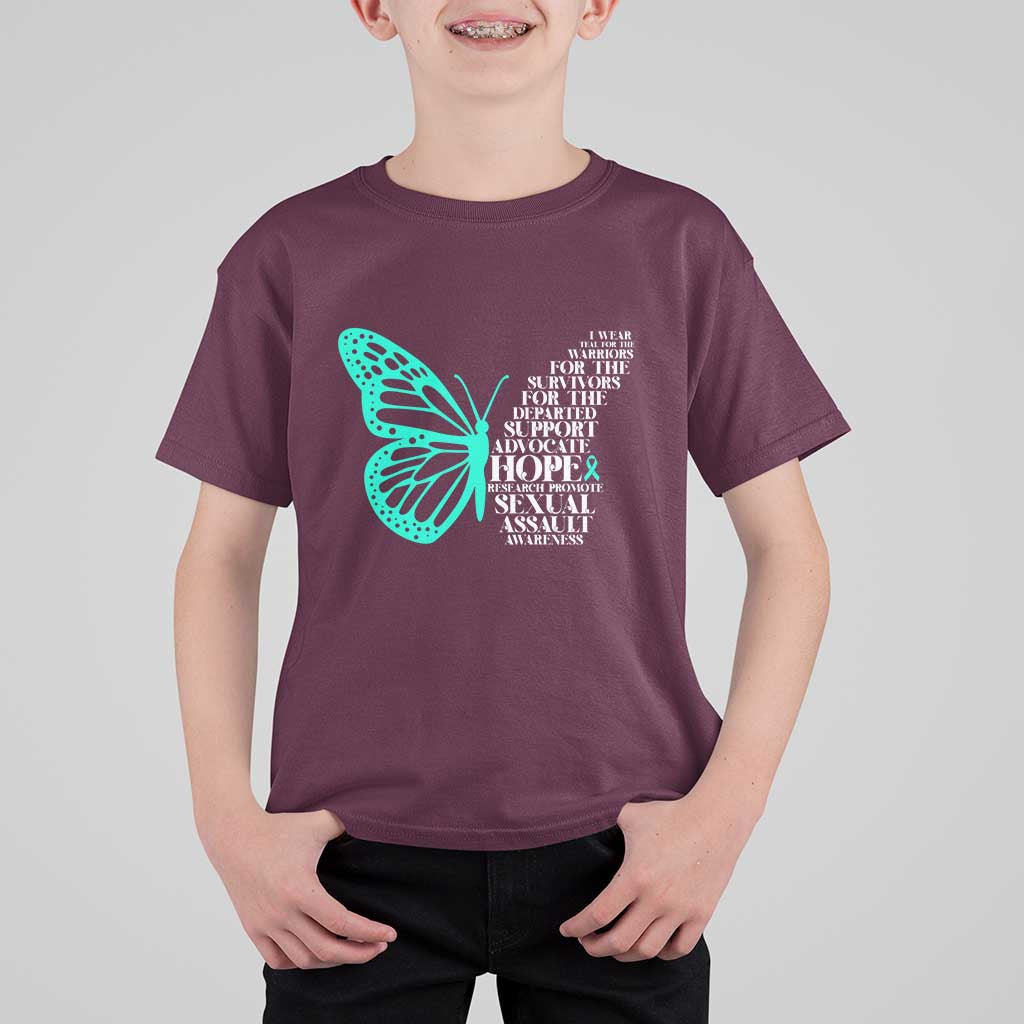 I Wear Teal For Sexual Assault Awareness T Shirt For Kid