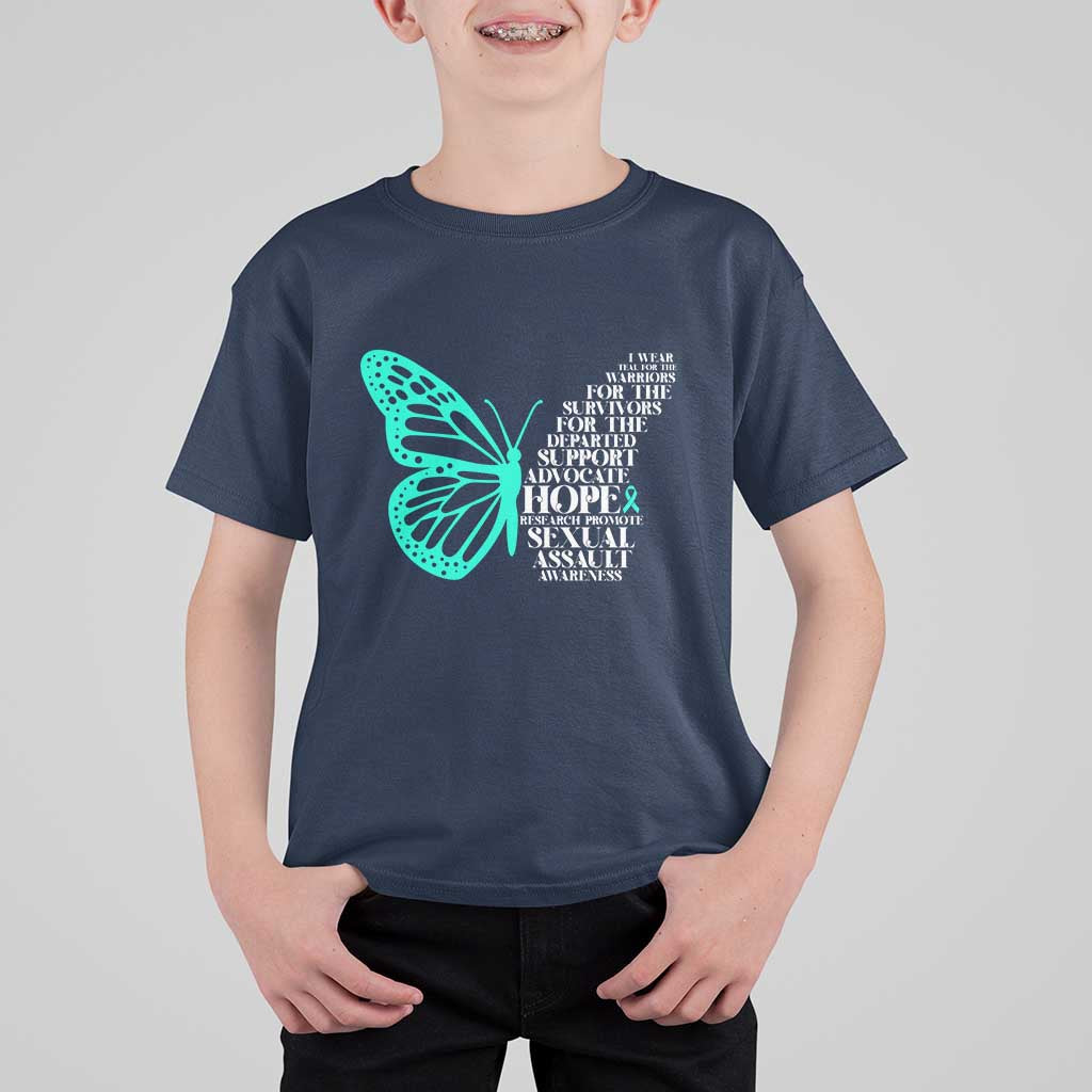 I Wear Teal For Sexual Assault Awareness T Shirt For Kid