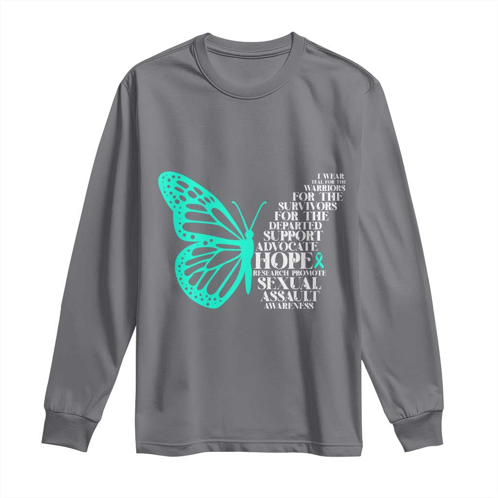 I Wear Teal For Sexual Assault Awareness Long Sleeve Shirt