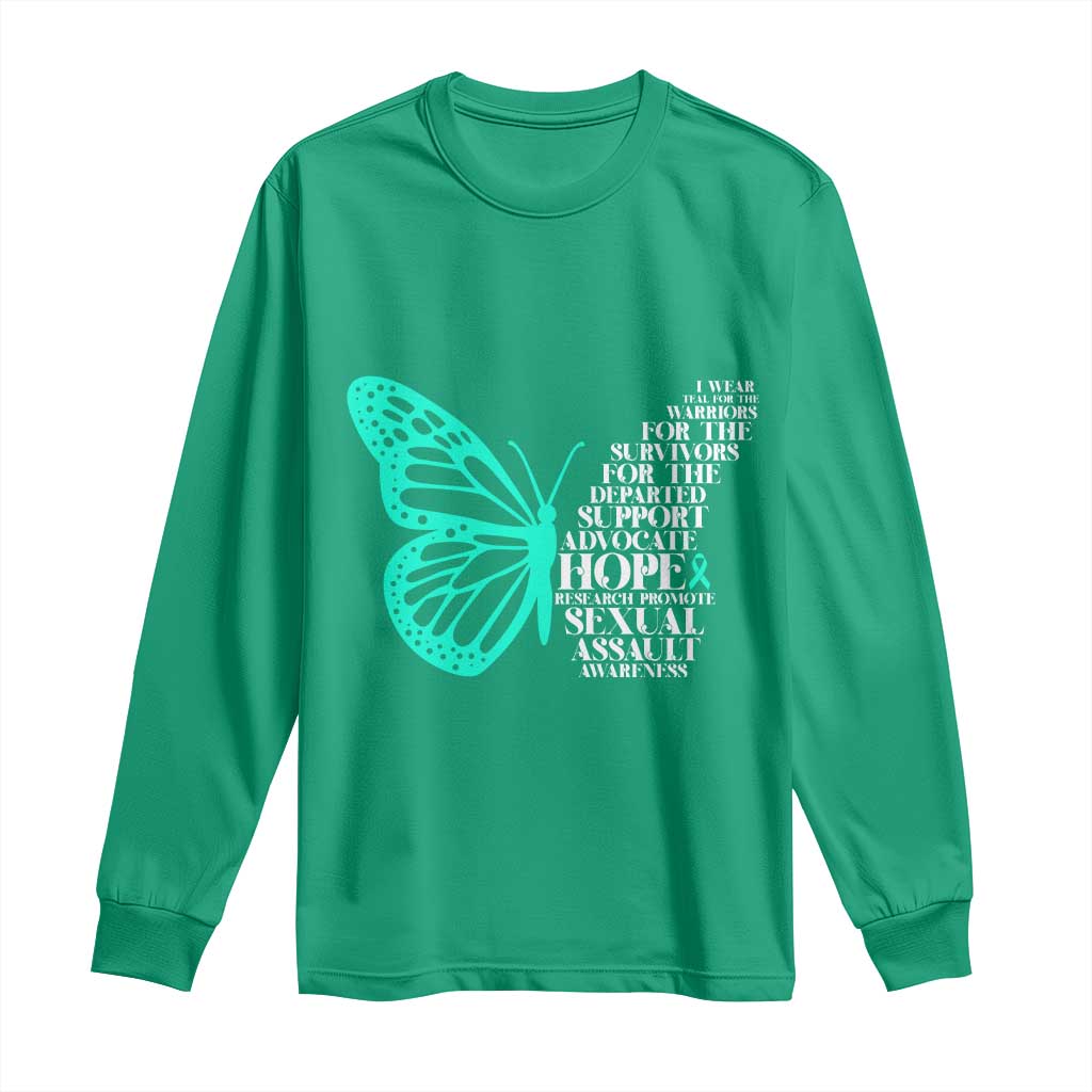 I Wear Teal For Sexual Assault Awareness Long Sleeve Shirt