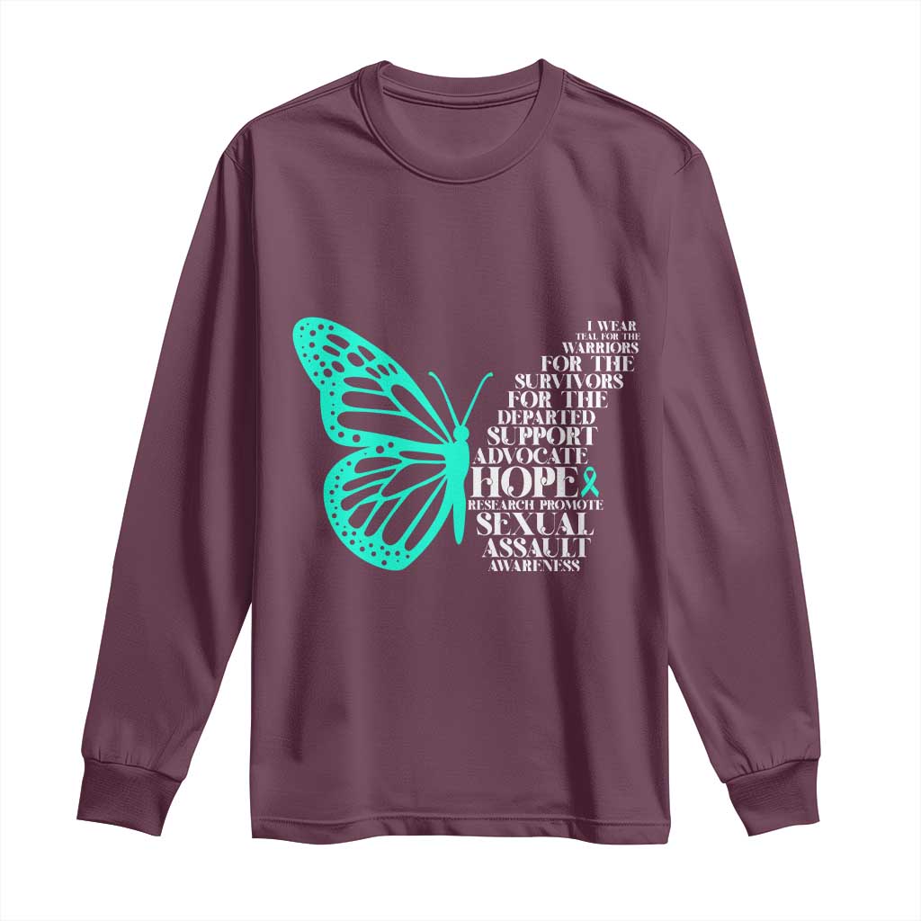 I Wear Teal For Sexual Assault Awareness Long Sleeve Shirt